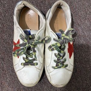 Golden goose womens superstar low top camouflage lace white sneakers size 40